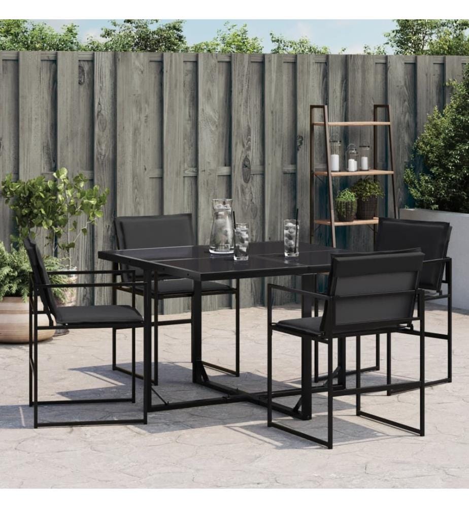 Gartenstühle mit Kissen 4 Stk. Schwarz Stahl und Textilene