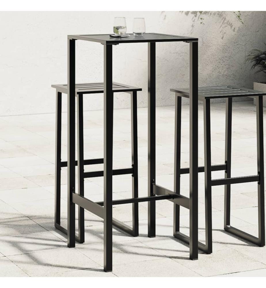 Bartisch Schwarz 50x50x110 cm Pulverbeschichteter Stahl