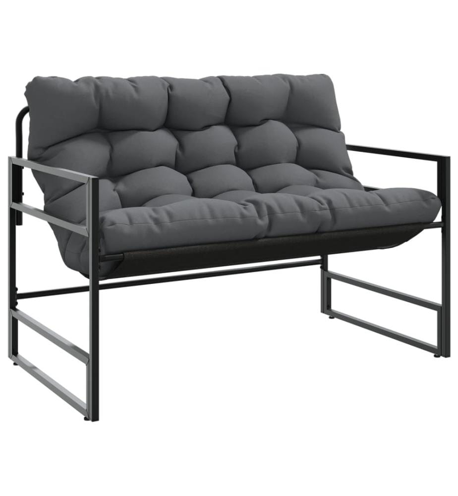 Banc de jardin avec coussin anthracite 113 cm acier