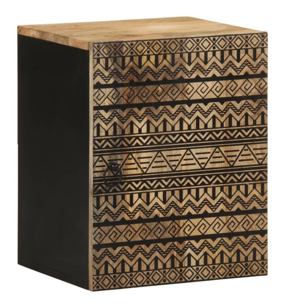 Bad-Hängeschrank Schwarz 38x33,5x48 cm Massivholz Mango