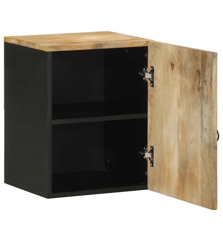 Bad-Hängeschrank Schwarz 38x33,5x48 cm Massivholz Mango