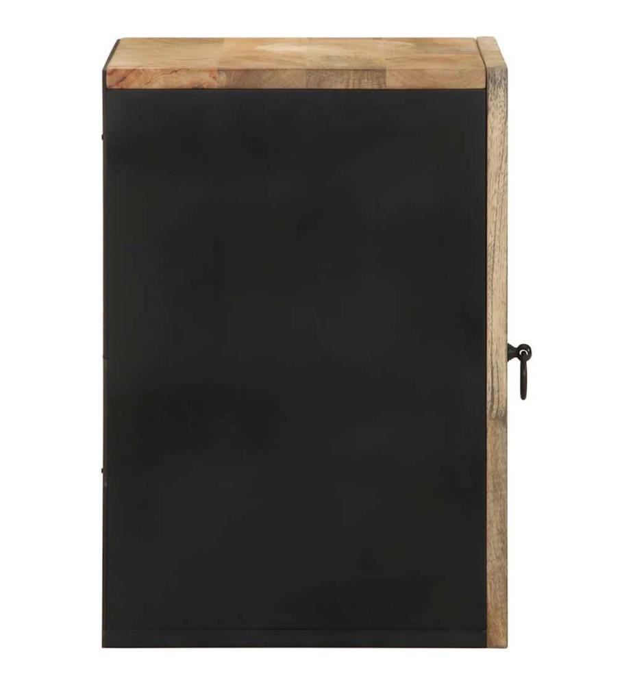 Bad-Hängeschrank Schwarz 38x33,5x48 cm Massivholz Mango