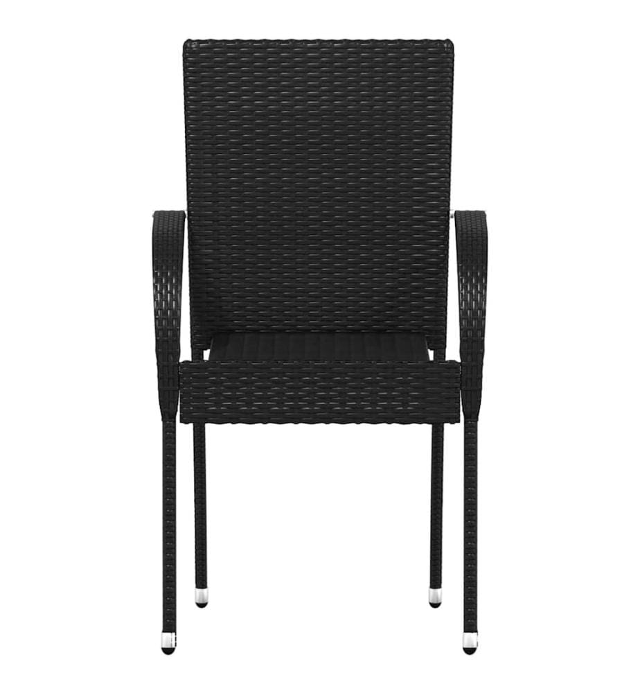Stapelbare Gartenstühle 2 Stk. Poly Rattan Schwarz