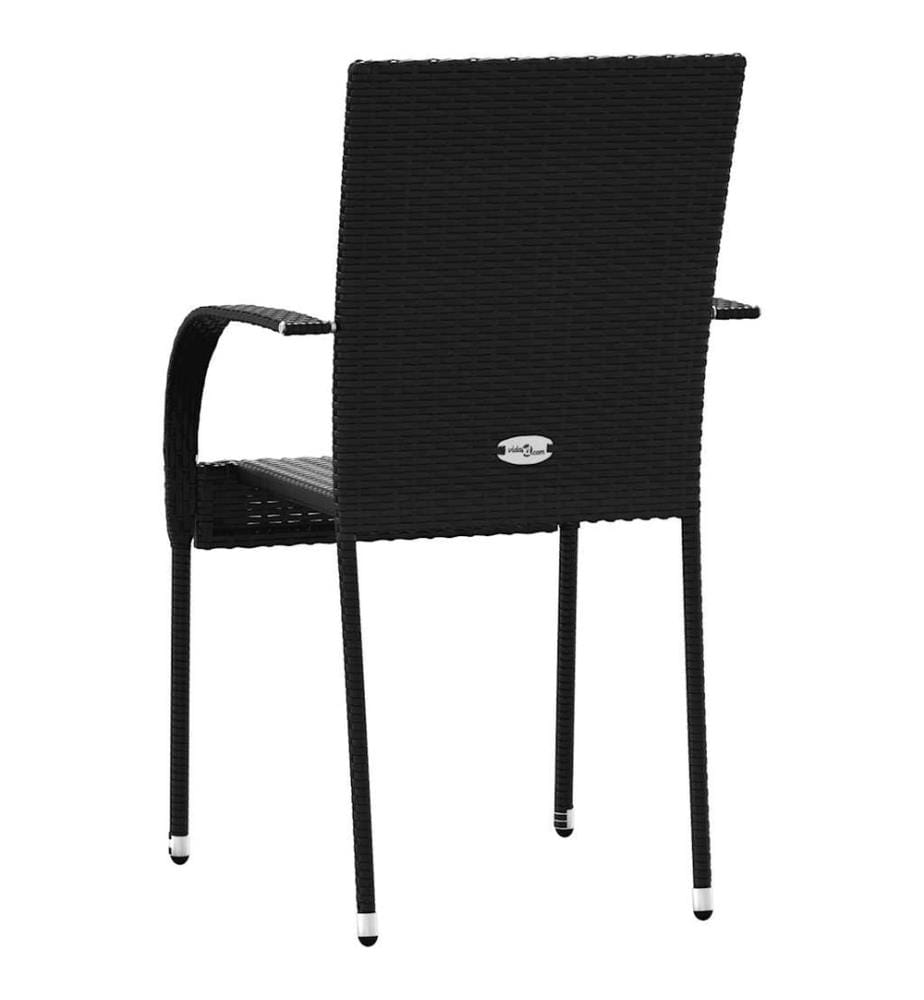 Stapelbare Gartenstühle 2 Stk. Poly Rattan Schwarz