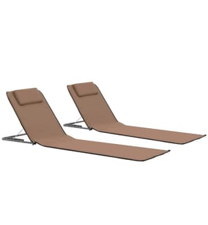 Klappbare Strandmatte 2 Stk. Stahl und Stoff Braun