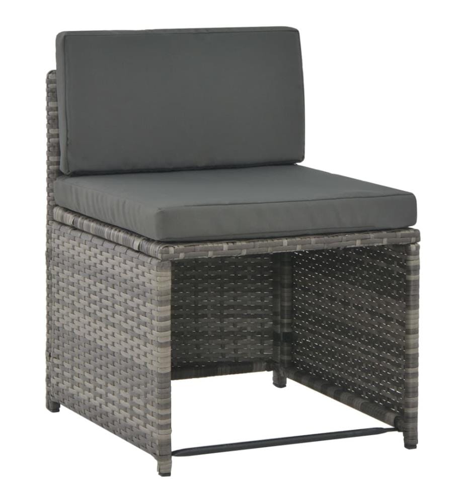 Ensemble à manger d'extérieur 7pcs coussins Résine tressée Gris