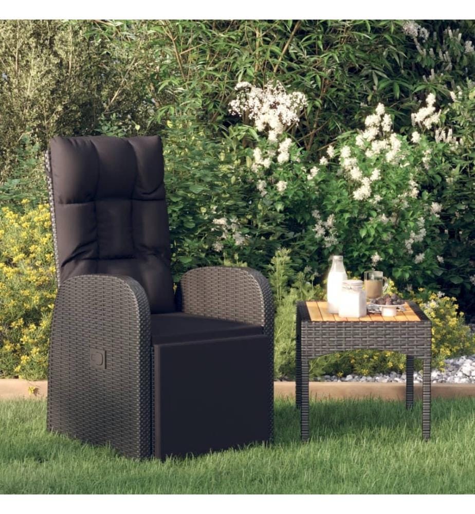 Garten-Liegestuhl mit Auflage Poly Rattan Schwarz