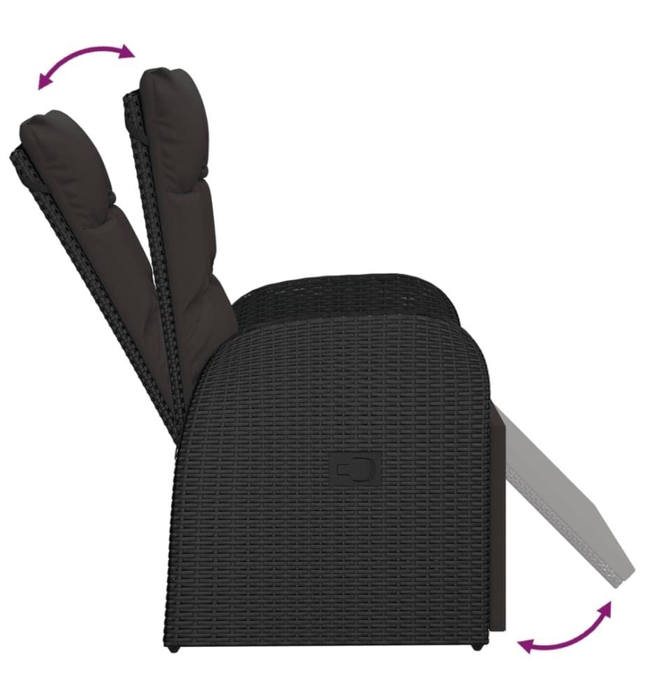 Garten-Liegestuhl mit Auflage Poly Rattan Schwarz