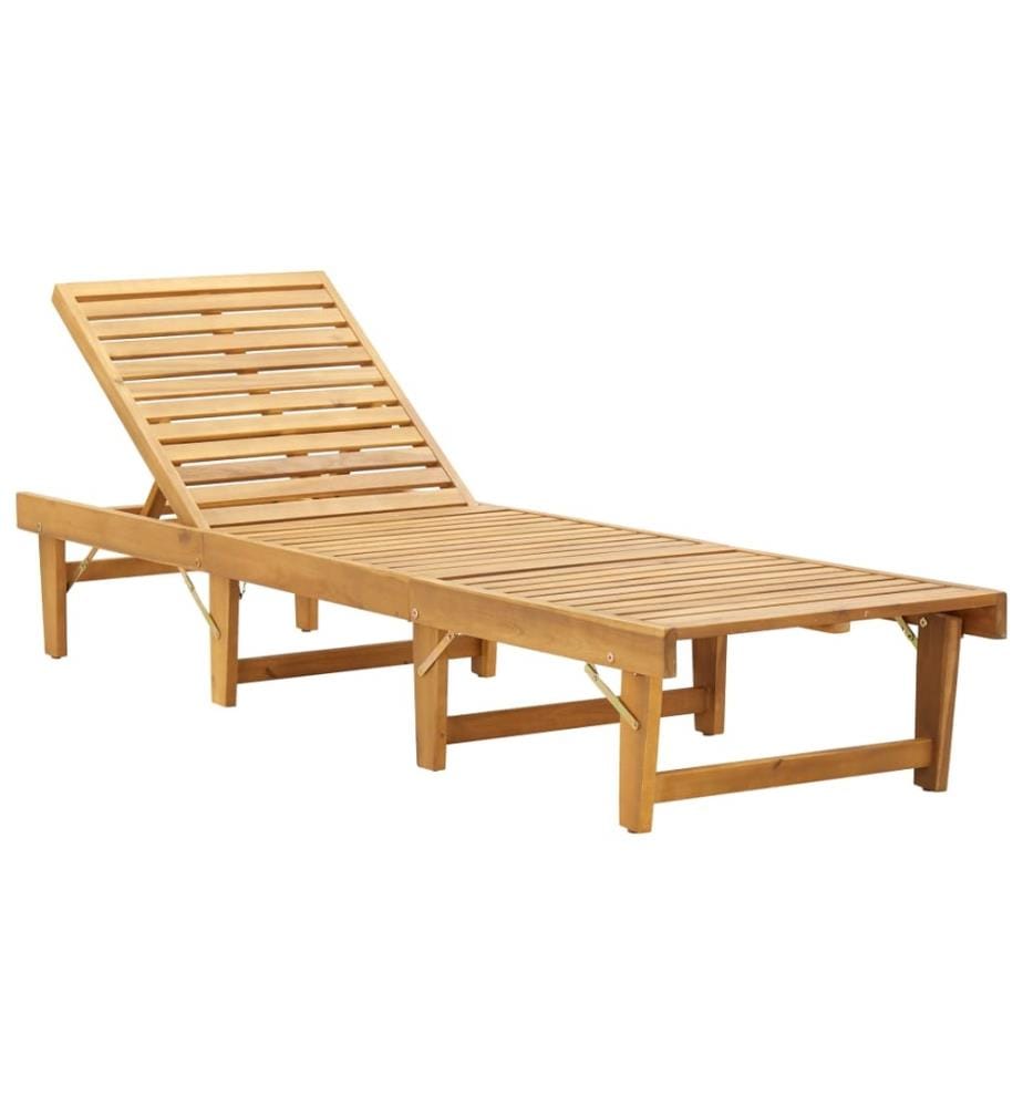 Chaise longue pliante avec coussin Bois d'acacia solide
