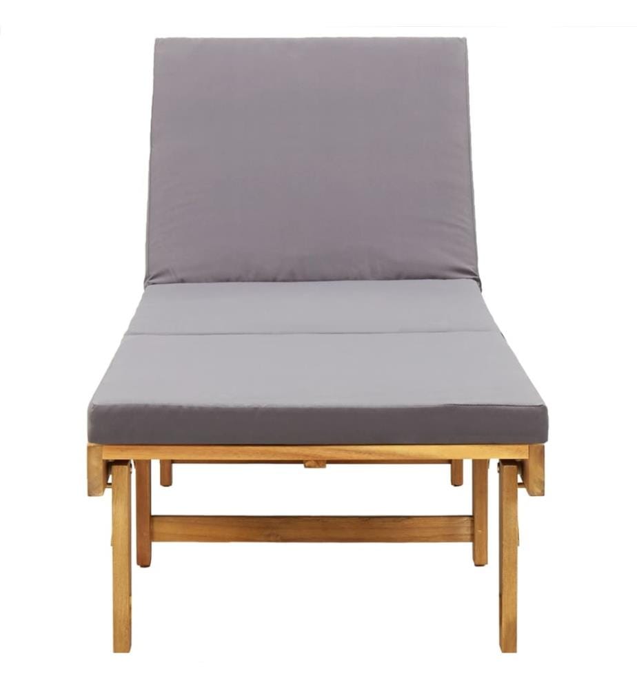 Chaise longue pliante avec coussin Bois d'acacia solide