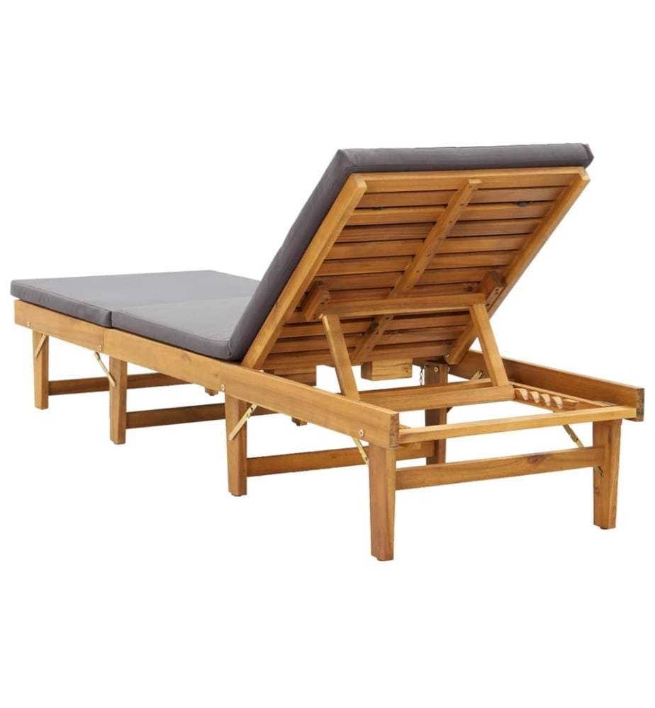 Chaise longue pliante avec coussin Bois d'acacia solide