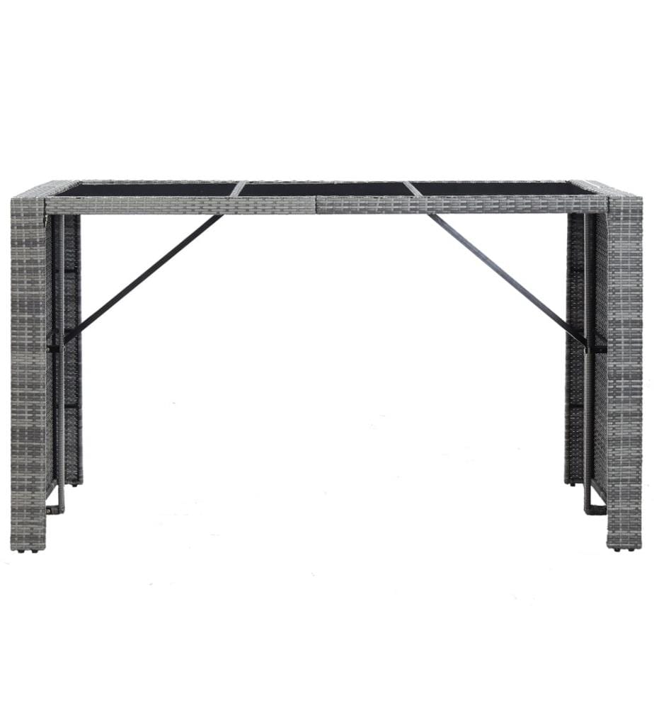7-tlg. Gartenbar-Set mit Auflagen Poly Rattan Grau