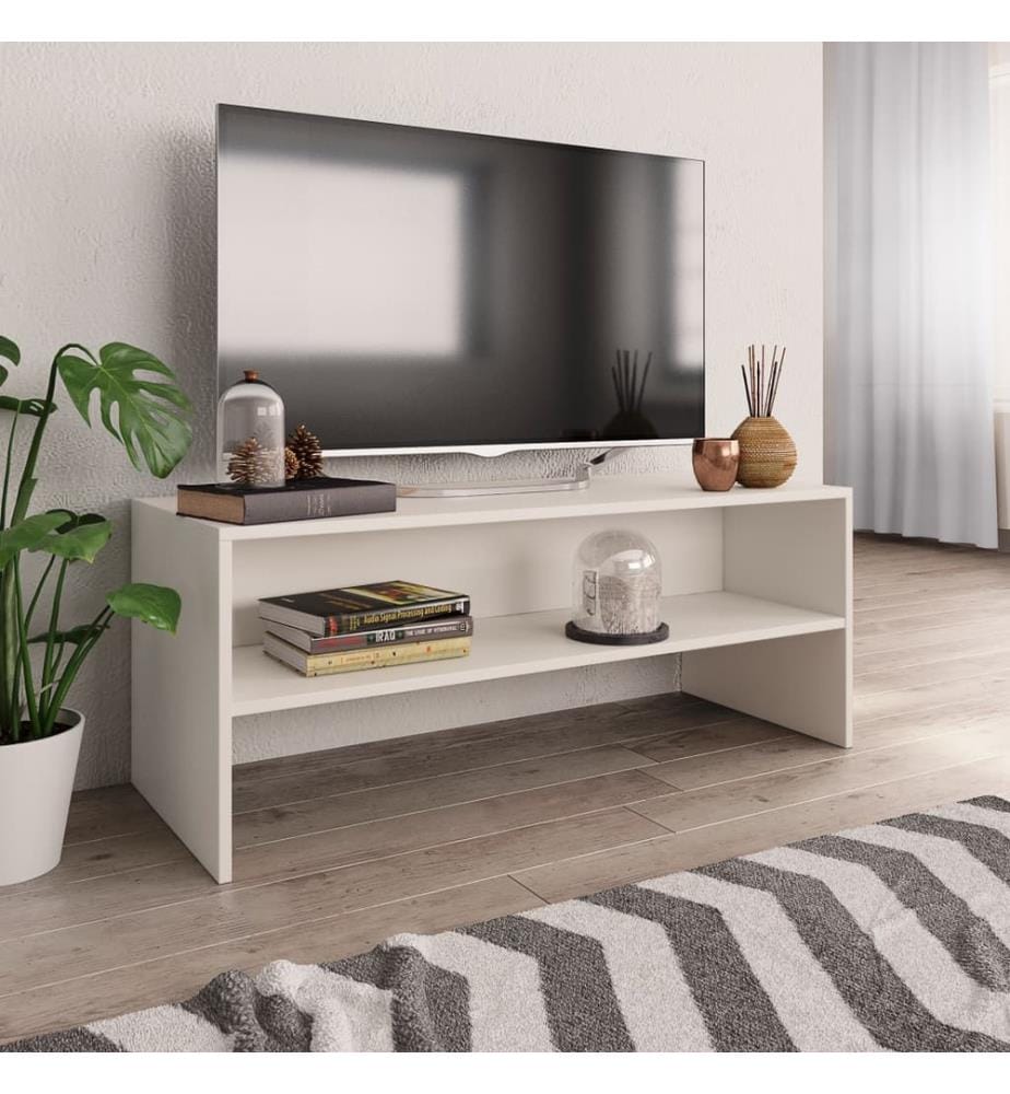 Meuble TV Blanc 100 x 40 x 40 cm Aggloméré