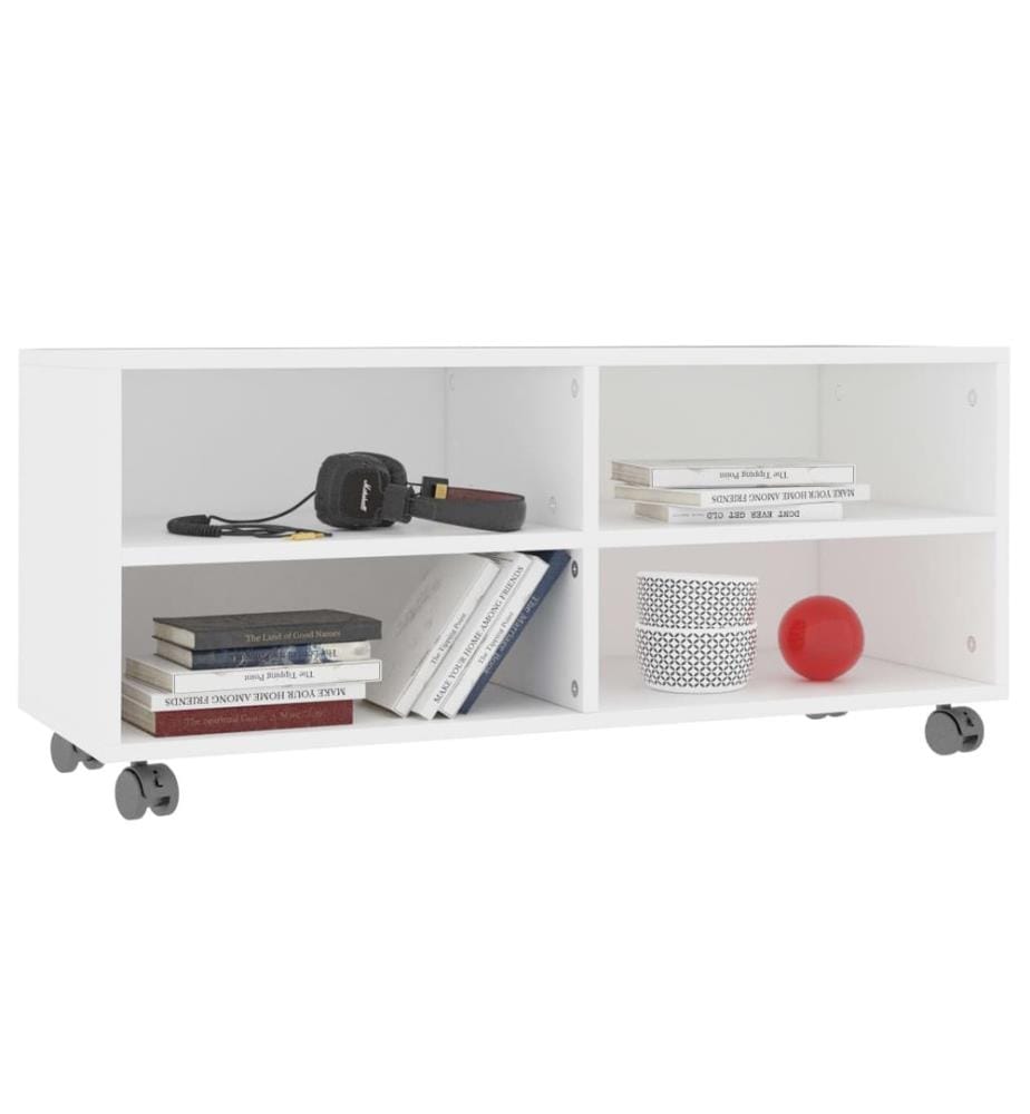 TV-Schrank mit Rollen Weiss 90x35x35 cm Holzwerkstoff