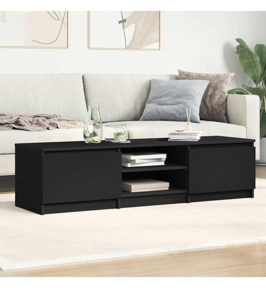 Meuble TV Noir 140x40x35,5 cm Bois d'ingénierie