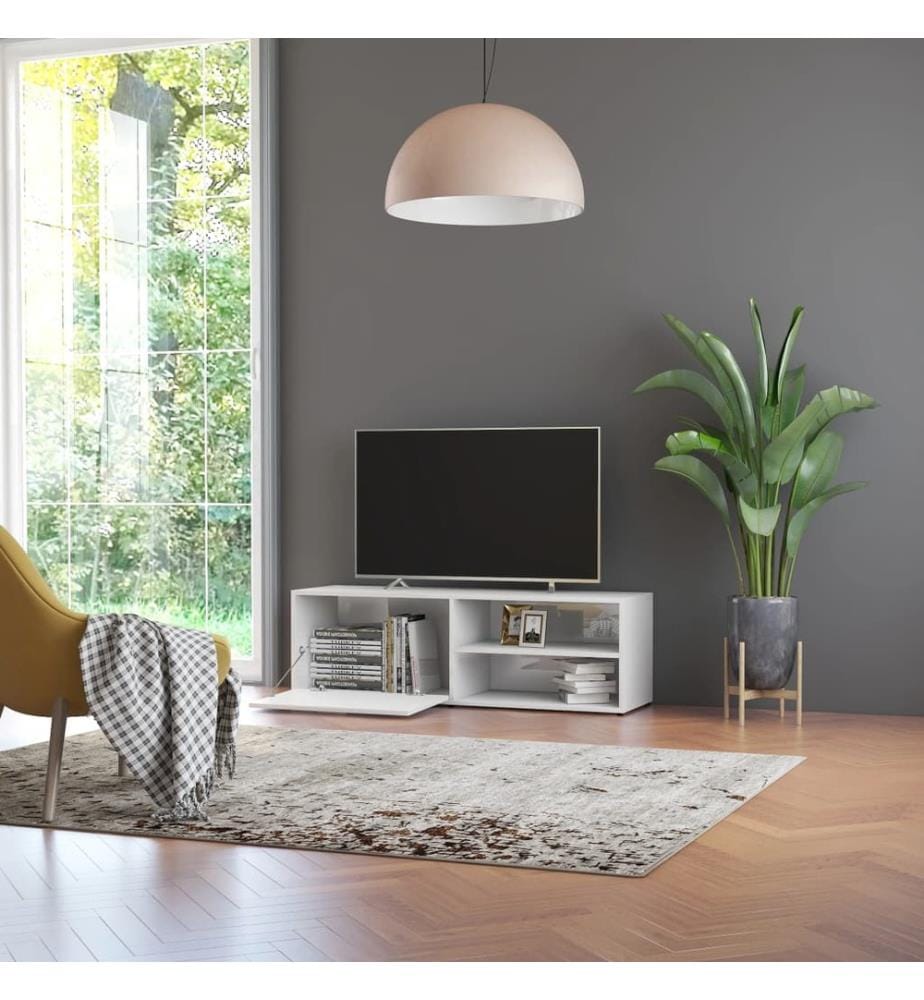 Meuble TV Blanc brillant 120x34x37 cm Bois d'ingénierie