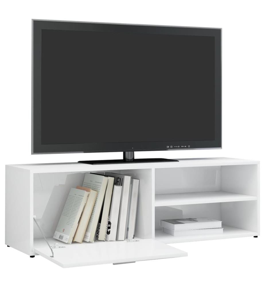 Meuble TV Blanc brillant 120x34x37 cm Bois d'ingénierie