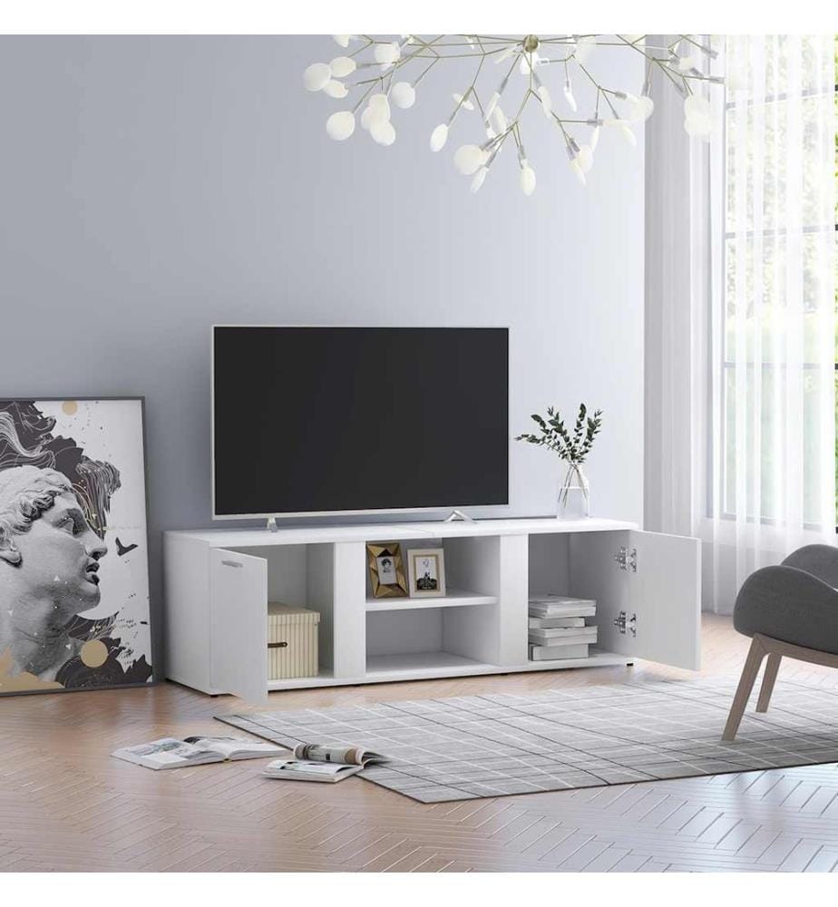 Meuble TV Blanc 120x34x37 cm Bois d'ingénierie