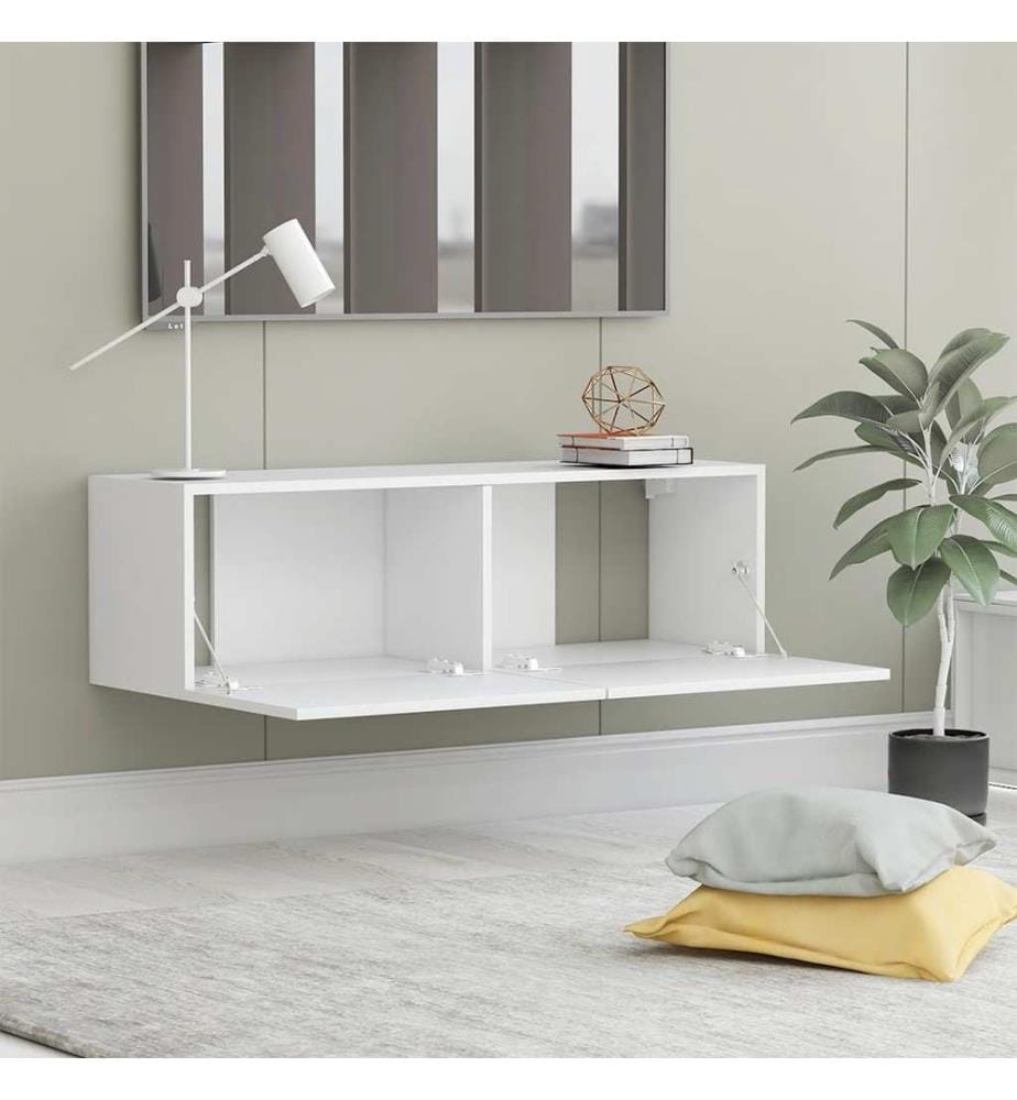 Meuble TV Blanc 100x30x30 cm Bois d'ingénierie