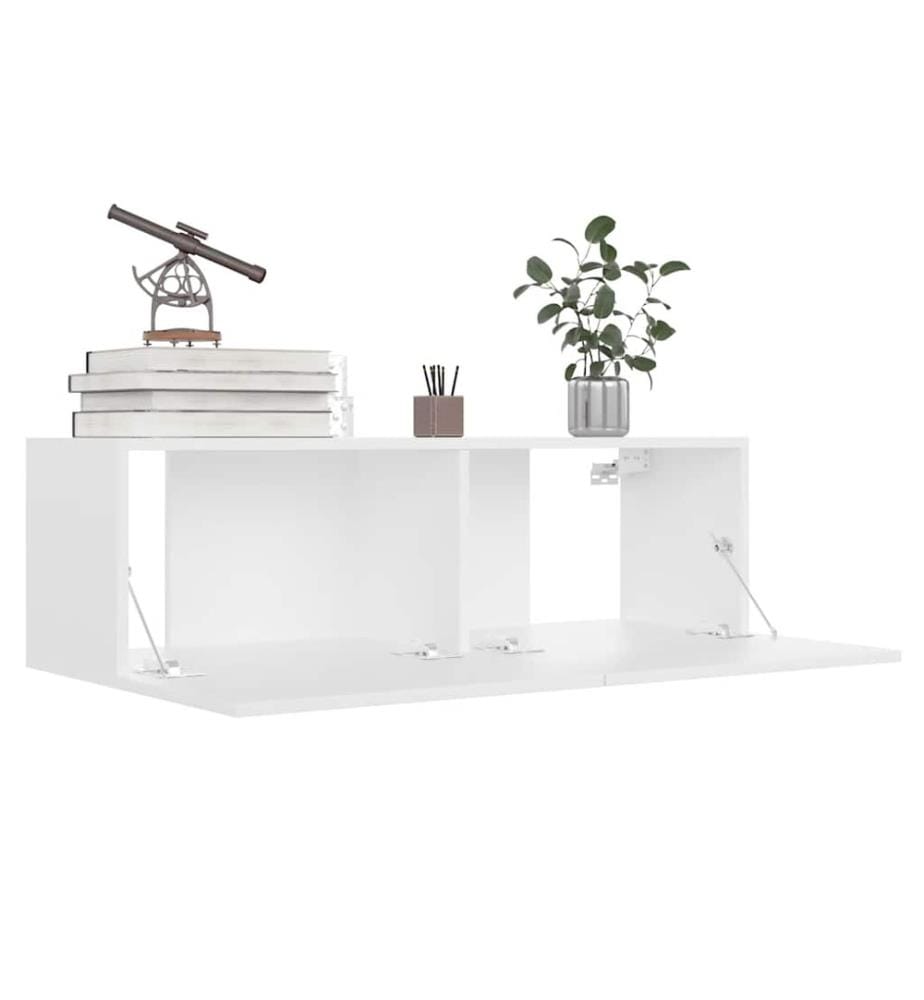 Meuble TV Blanc 100x30x30 cm Bois d'ingénierie
