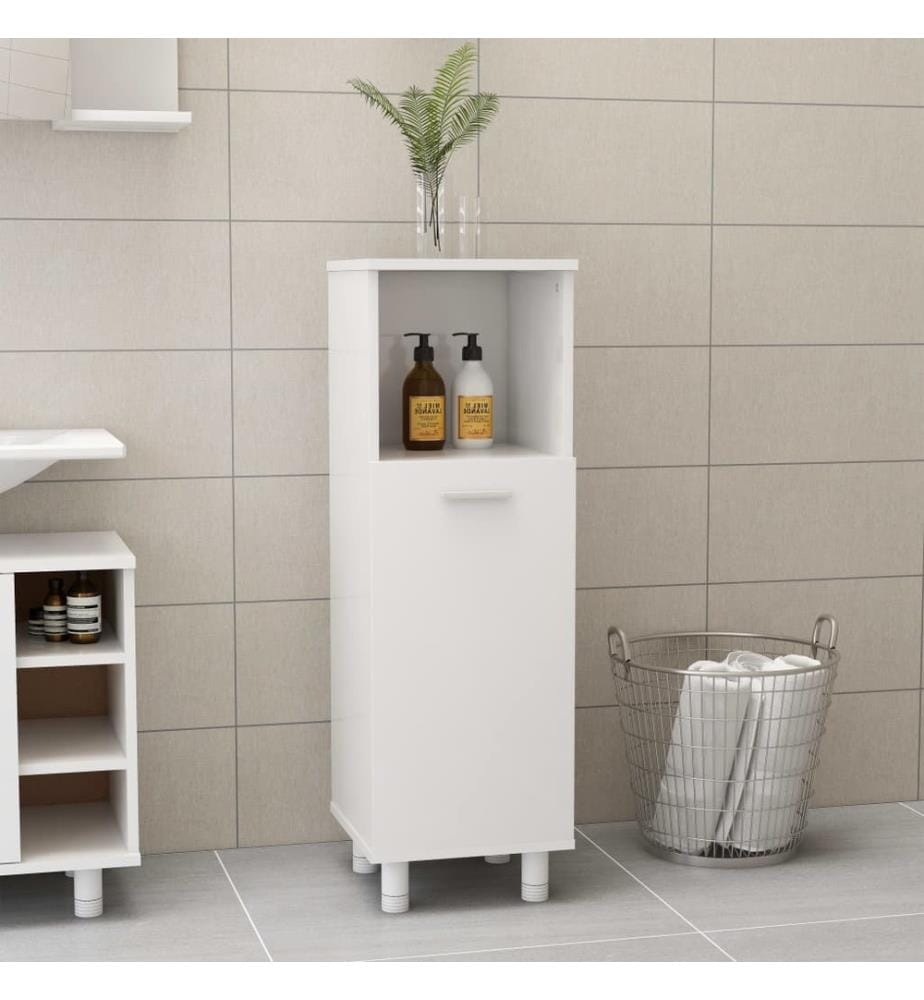 Armoire de salle de bain Blanc brillant Bois d'ingénierie