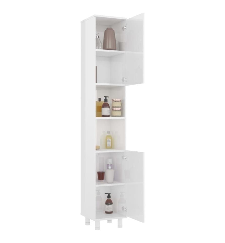 Armoire de salle de bain Blanc brillant Bois d'ingénierie