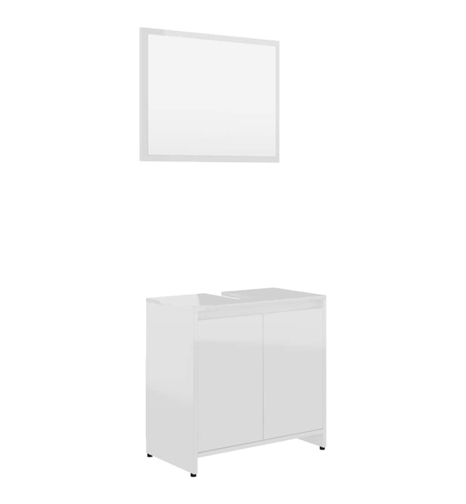 Meubles de salle de bain Blanc brillant Bois d'ingénierie