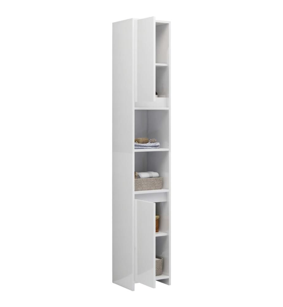 Armoire de salle de bain Blanc brillant Bois d'ingénierie