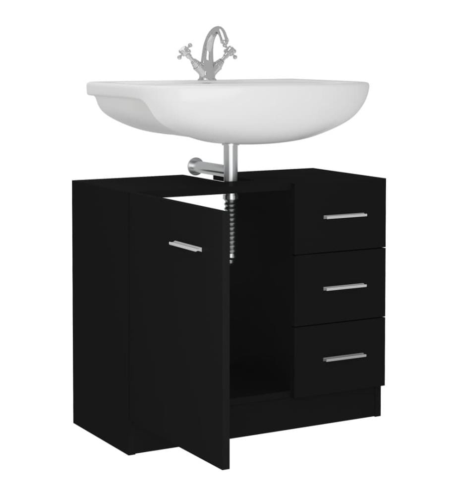 Armoire d'évier Noir 63x30x54 cm Bois d'ingénierie