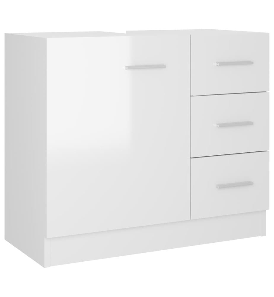 Armoire d'évier Blanc brillant 63x30x54 cm Bois d'ingénierie