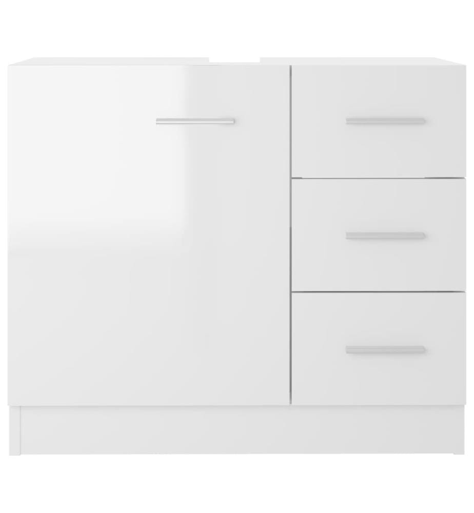 Armoire d'évier Blanc brillant 63x30x54 cm Bois d'ingénierie