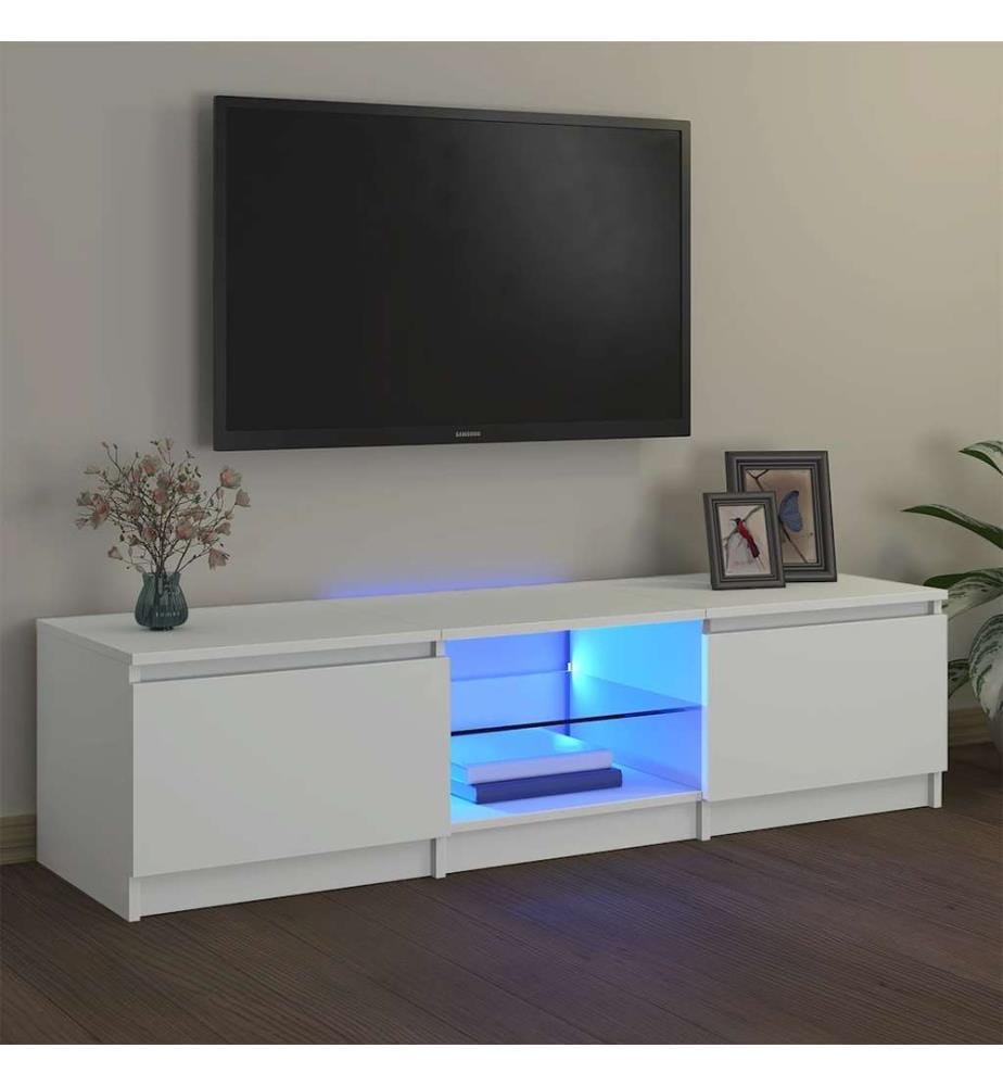 Meuble TV avec lumières LED blanc 140x40x36 cm