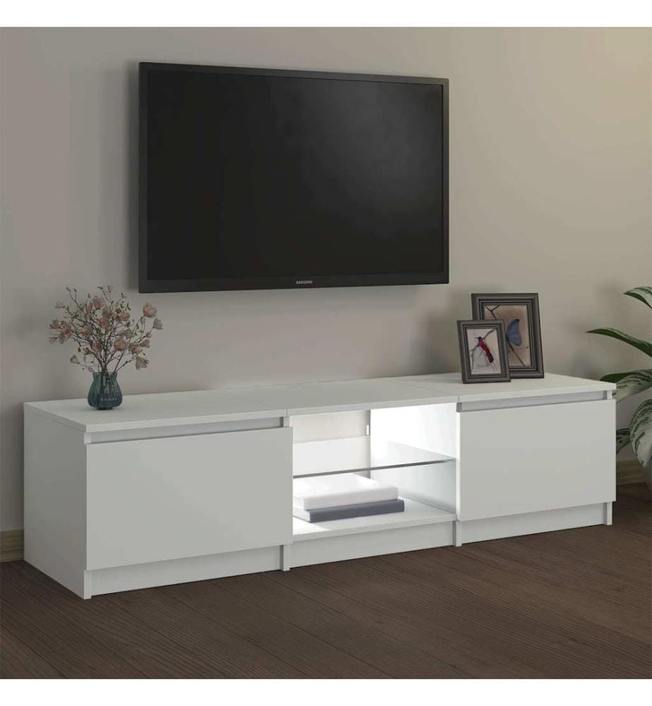 Meuble TV avec lumières LED blanc 140x40x36 cm