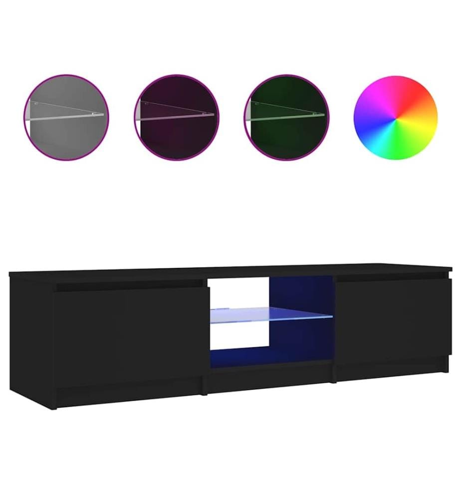 Meuble TV avec lumières LED noir 140x40x36 cm