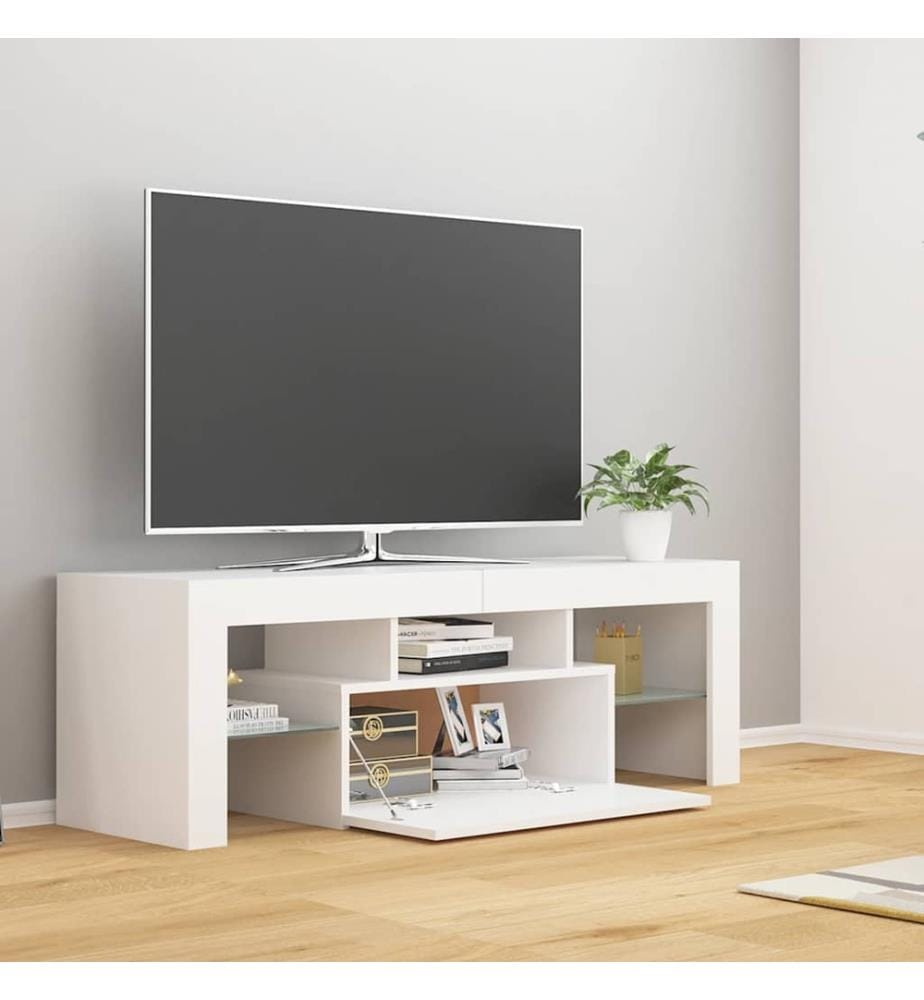 Meuble TV avec lumières LED Blanc 120x35x40 cm