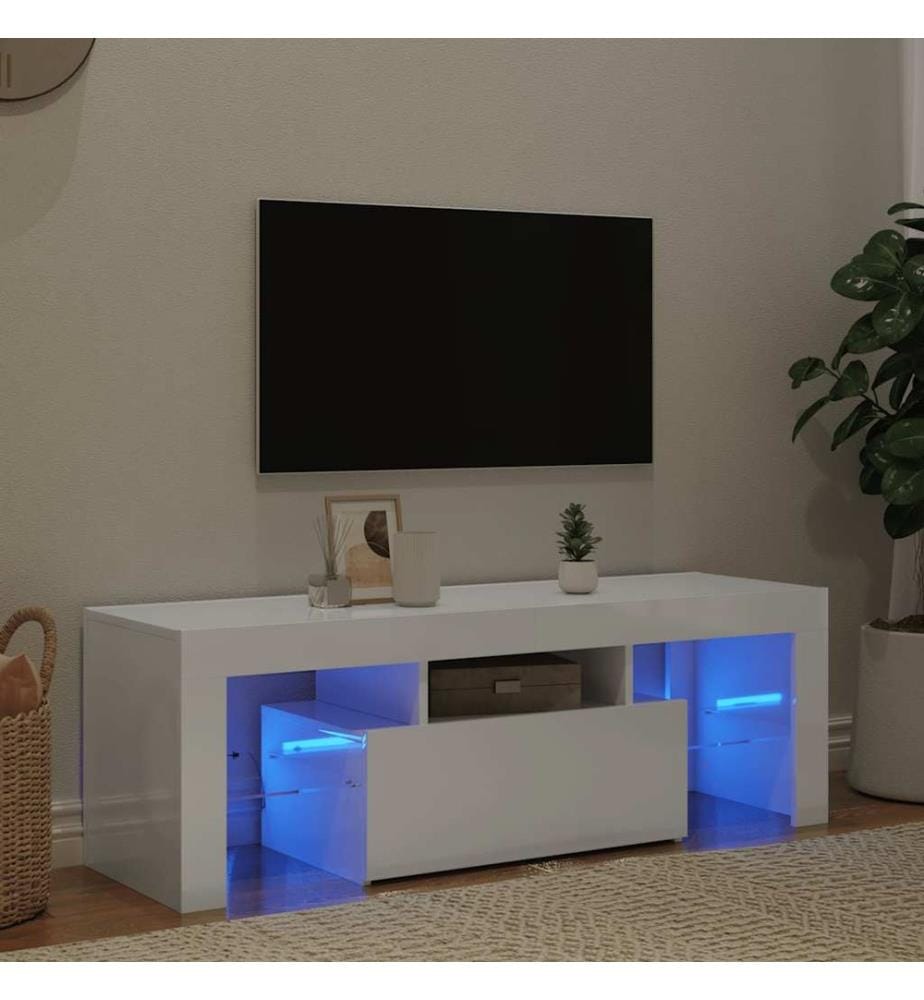 TV-Schrank mit LED-Leuchten Hochglanz-Weiss 120x35x40 cm