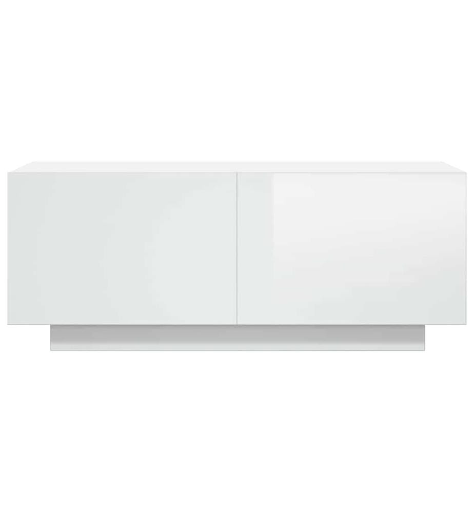 Meuble TV Blanc brillant 100x35x40 cm Bois d'ingénierie