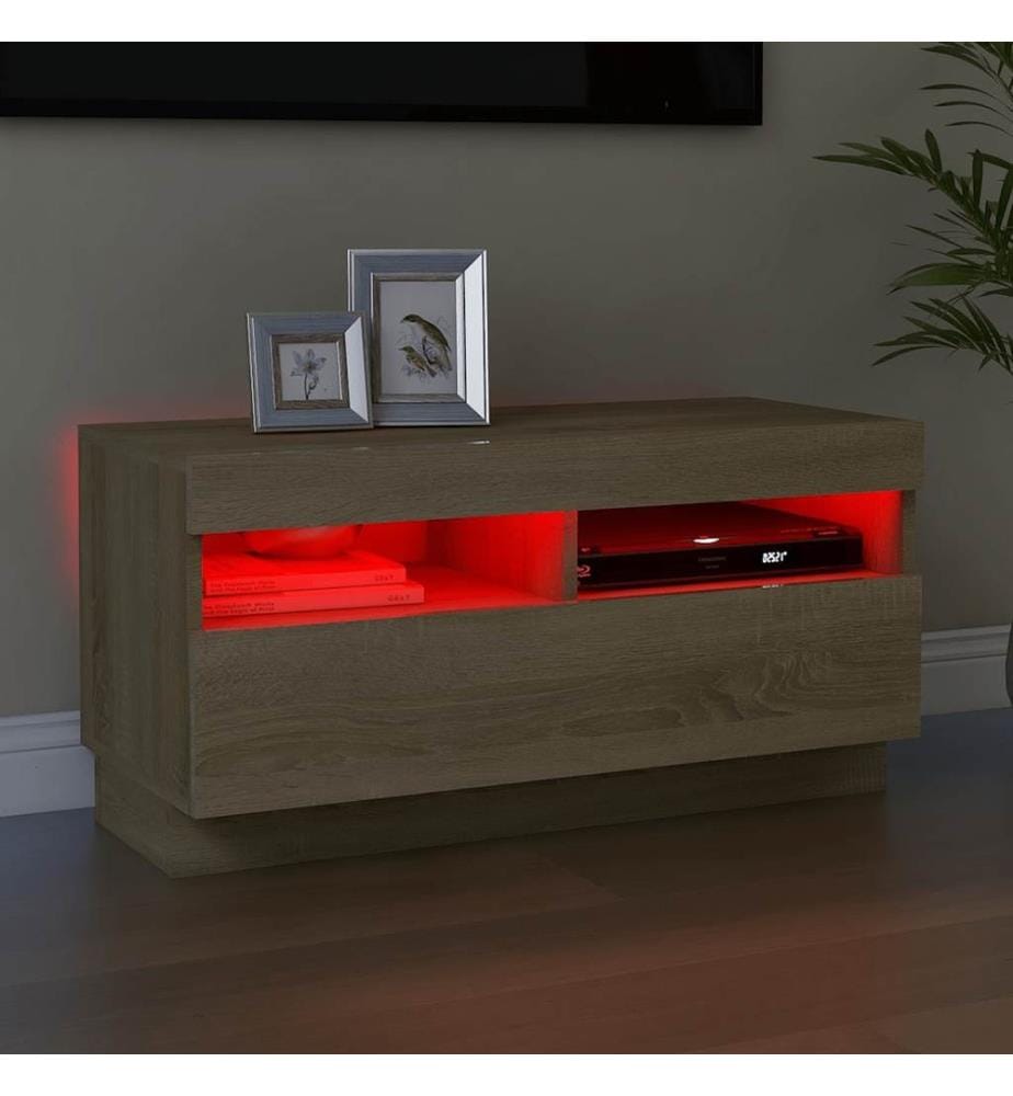TV-Schrank mit LED-Leuchten Sonoma-Eiche 80x35x40 cm