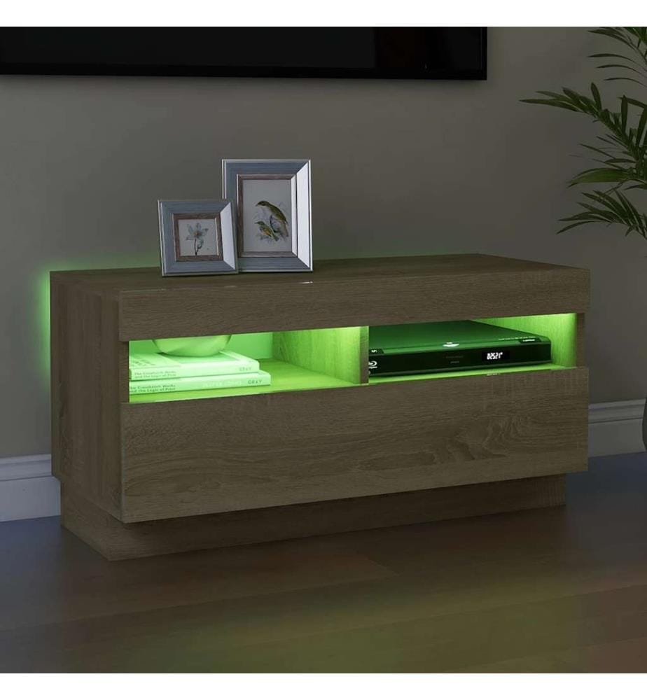 TV-Schrank mit LED-Leuchten Sonoma-Eiche 80x35x40 cm