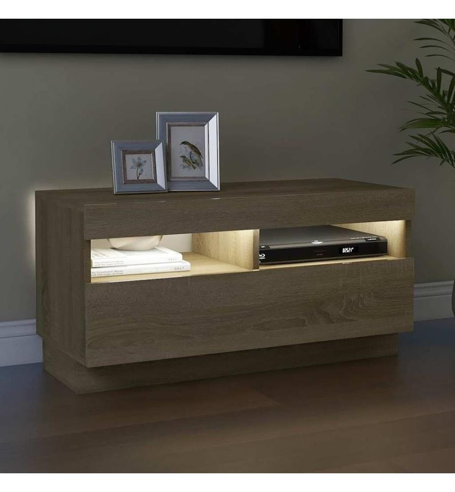 TV-Schrank mit LED-Leuchten Sonoma-Eiche 80x35x40 cm