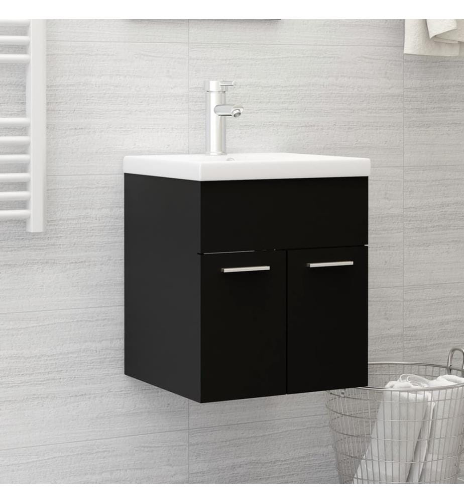 Armoire d'évier Noir 41x38,5x46 cm Bois d'ingénierie