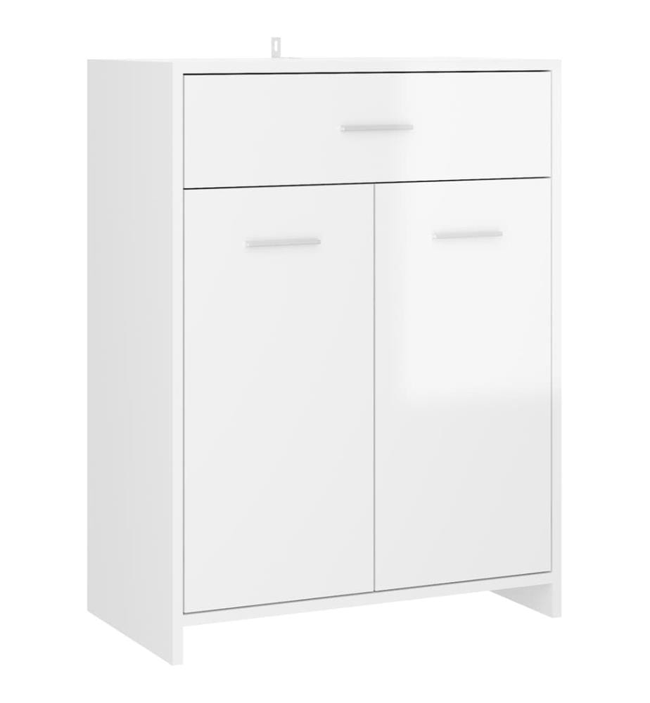 Armoire de salle de bain blanc brillant bois d'ingénierie