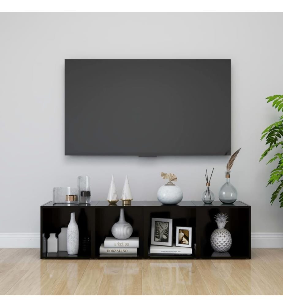 Meubles TV 4 pcs noir 37x35x37 cm bois d'ingénierie