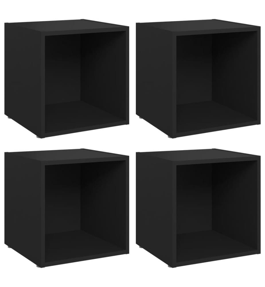 Meubles TV 4 pcs noir 37x35x37 cm bois d'ingénierie