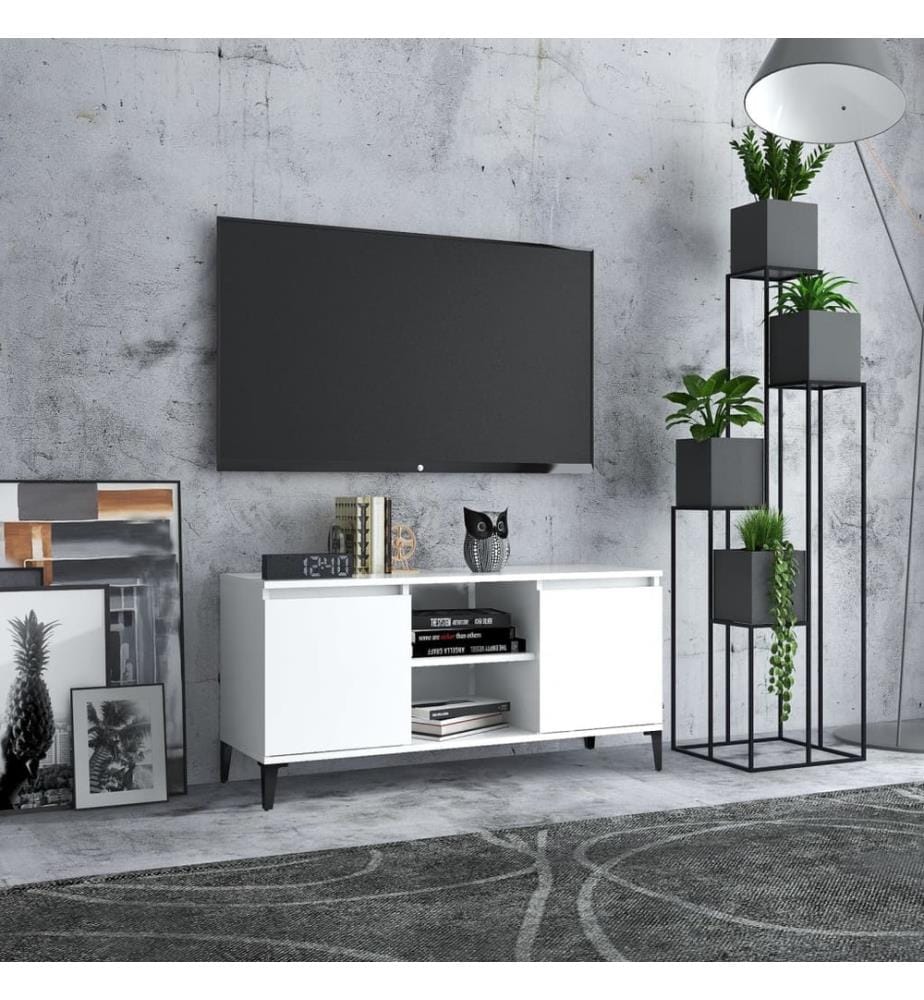 TV-Schrank mit Metallbeinen Weiss 103,5x35x50 cm