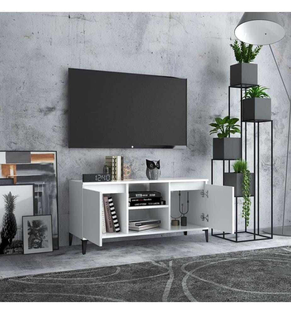 TV-Schrank mit Metallbeinen Weiss 103,5x35x50 cm