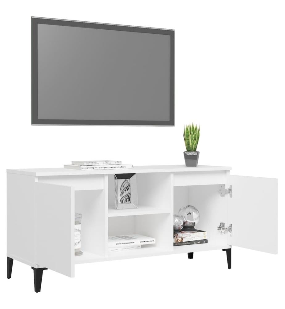 TV-Schrank mit Metallbeinen Weiss 103,5x35x50 cm