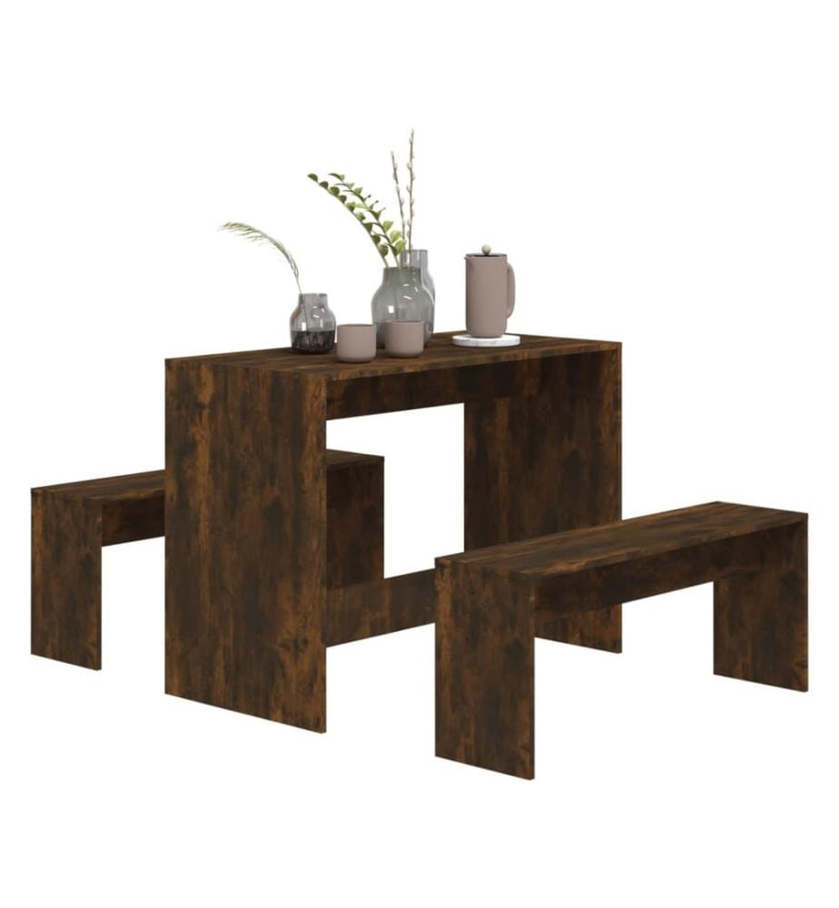 Ensemble à manger 3 pcs chêne fumé bois d'ingénierie