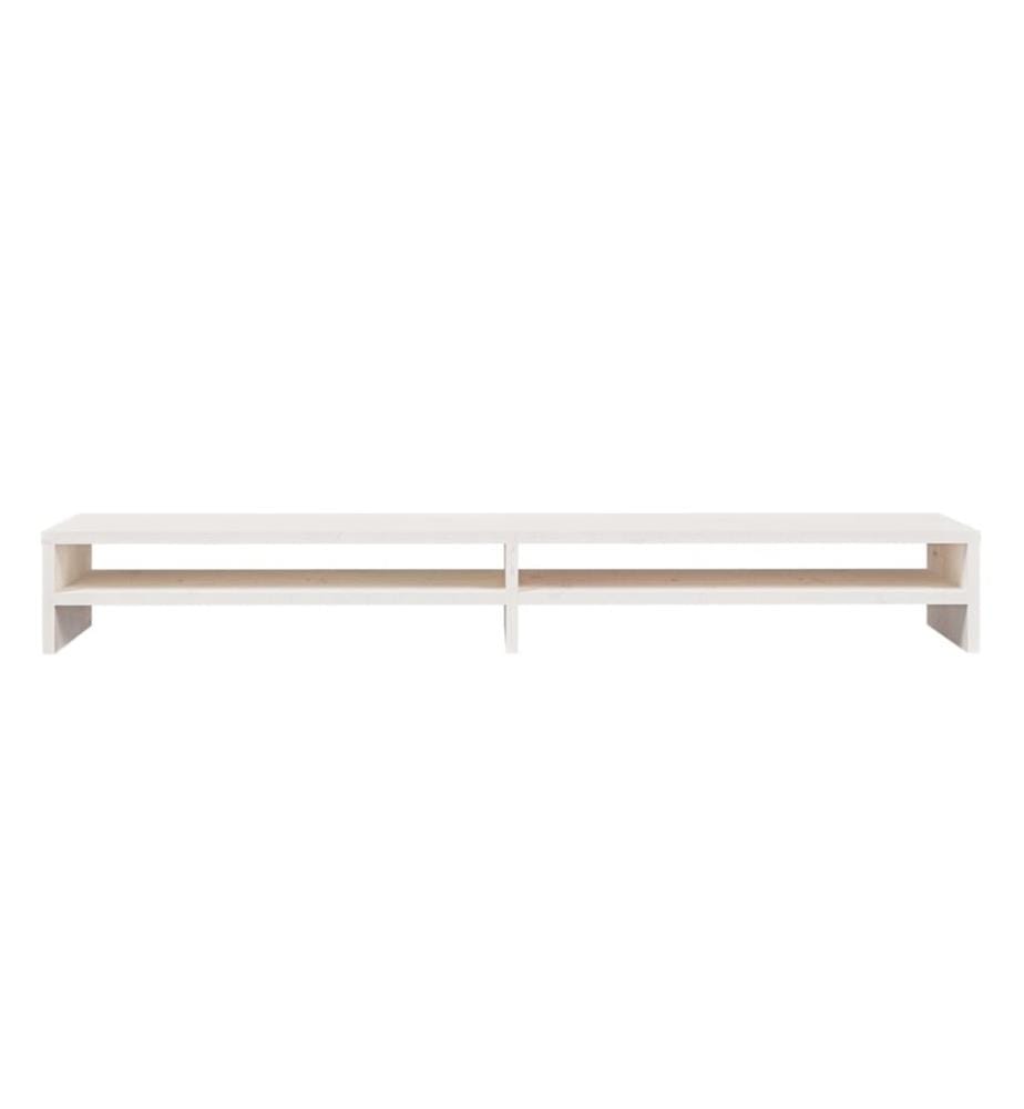 Support de moniteur Blanc 100x24x13 cm Bois de pin solide
