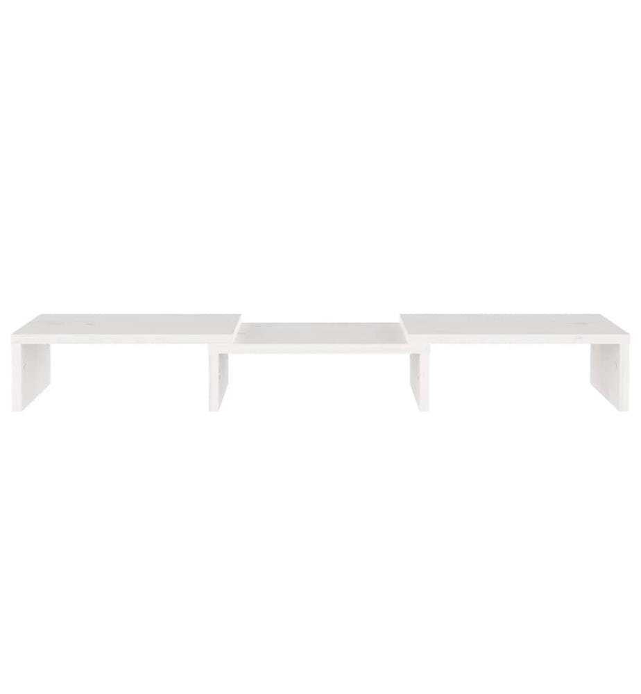 Support de moniteur Blanc 60x24x10,5 cm Bois de pin solide